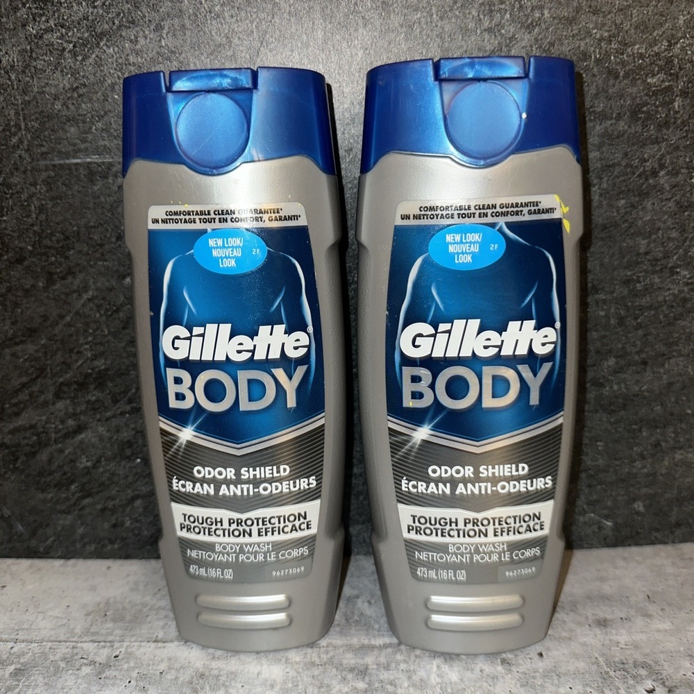 2 Lot Gillette Body Odor Shield Body Wash Tough Protection 16 oz